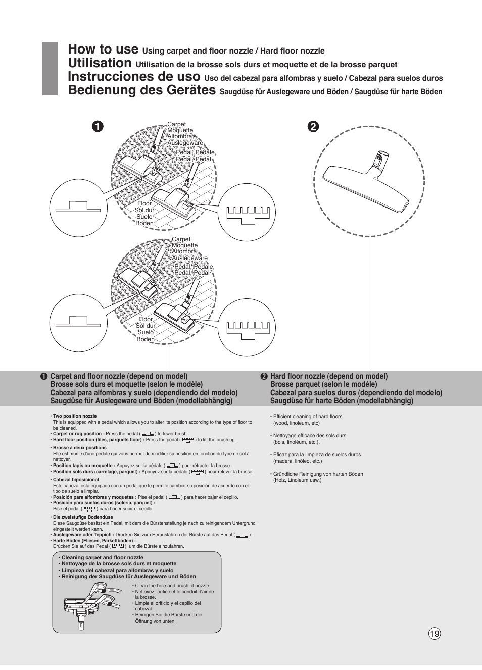 How to use, Utilisation, Instrucciones de uso | Bedienung des gerätes | LG VK7320NHAC User Manual | Page 19 / 32