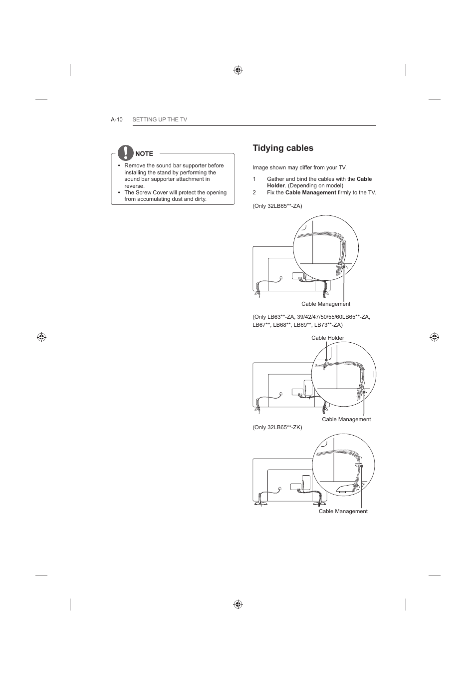 Tidying cables | LG 42LB652V User Manual | Page 10 / 360