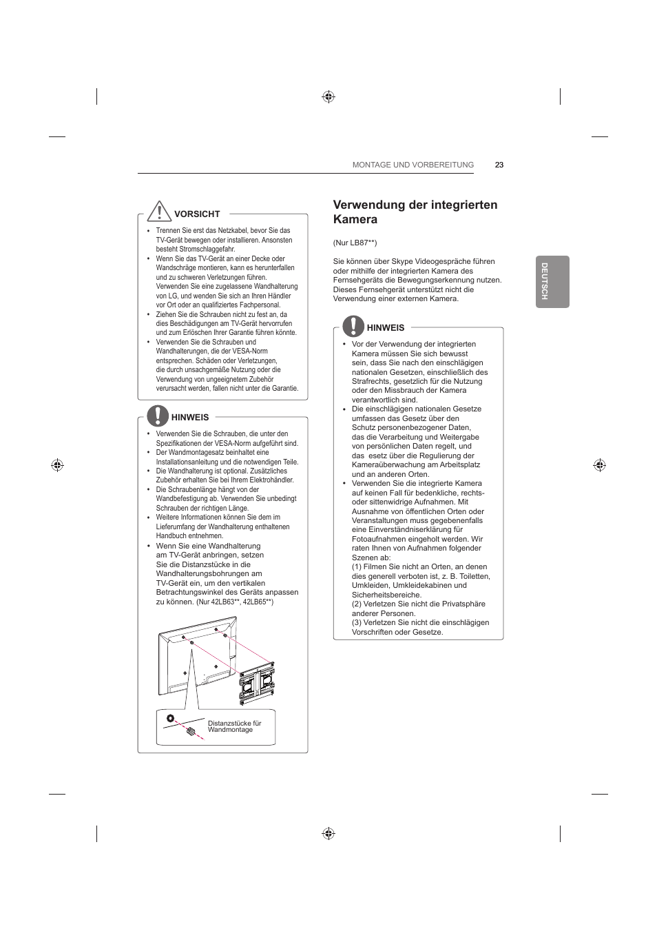 Verwendung der integrierten kamera | LG 42LB652V User Manual | Page 103 / 360