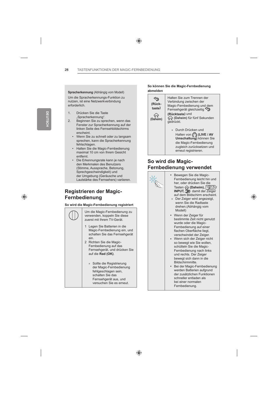 So wird die magic- fernbedienung verwendet, Registrieren der magic- fernbedienung | LG 42LB652V User Manual | Page 108 / 360