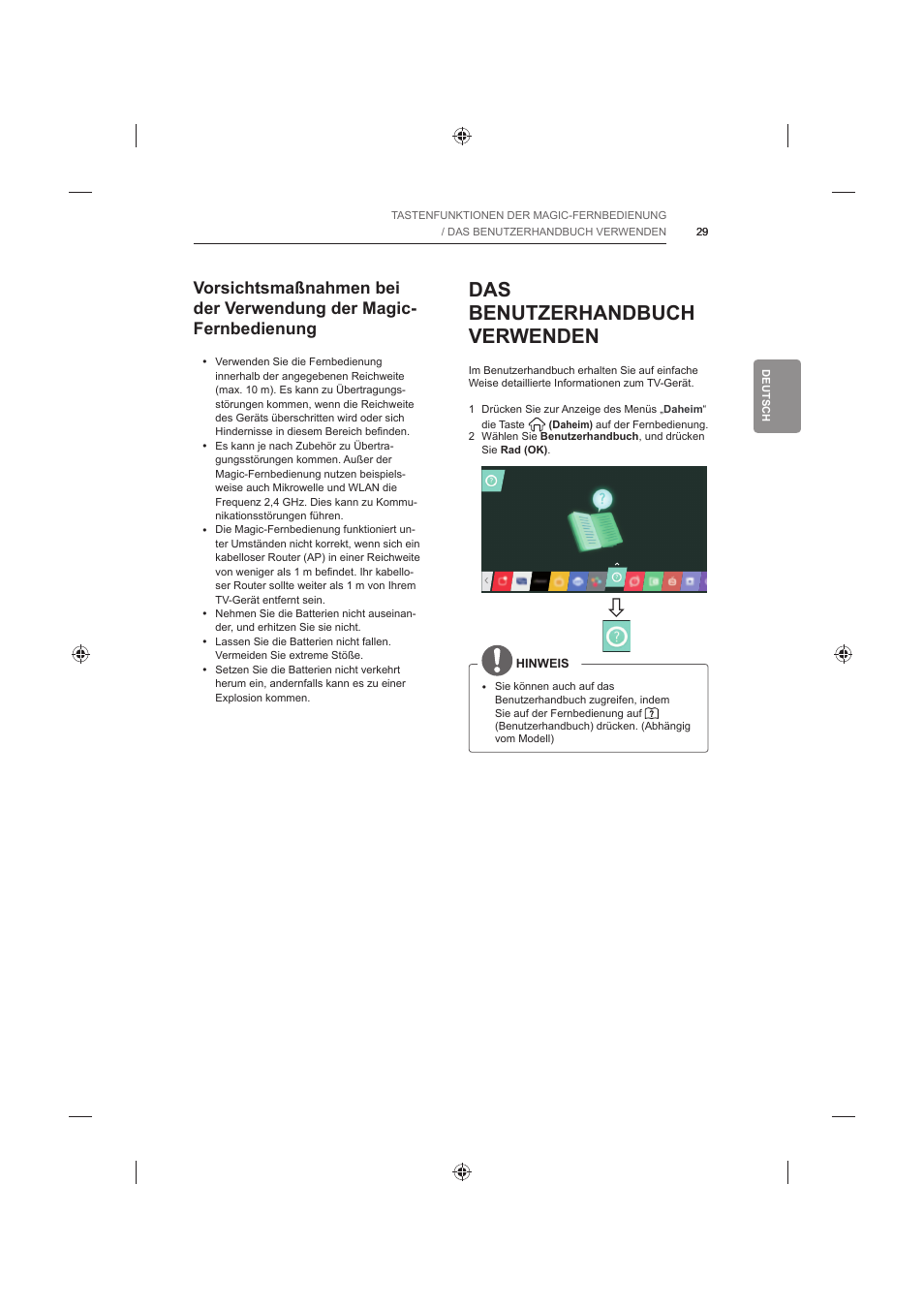 Das benutzerhandbuch verwenden | LG 42LB652V User Manual | Page 109 / 360