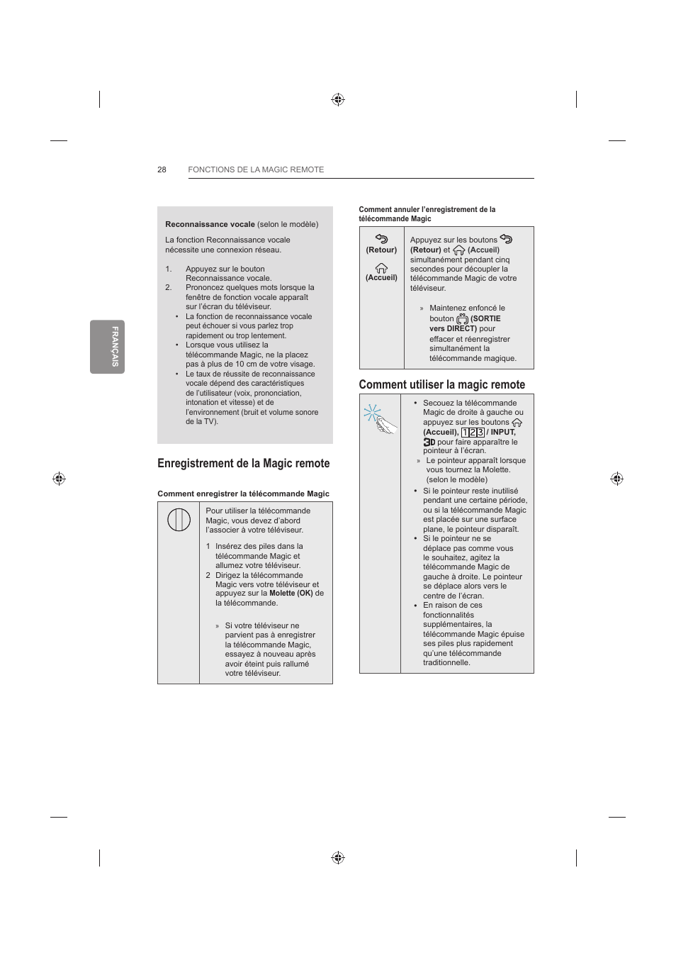Comment utiliser la magic remote, Enregistrement de la magic remote | LG 42LB652V User Manual | Page 140 / 360