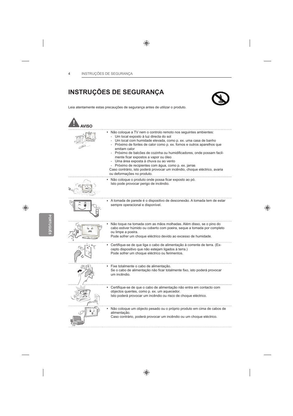 Instruções de segurança | LG 42LB652V User Manual | Page 224 / 360