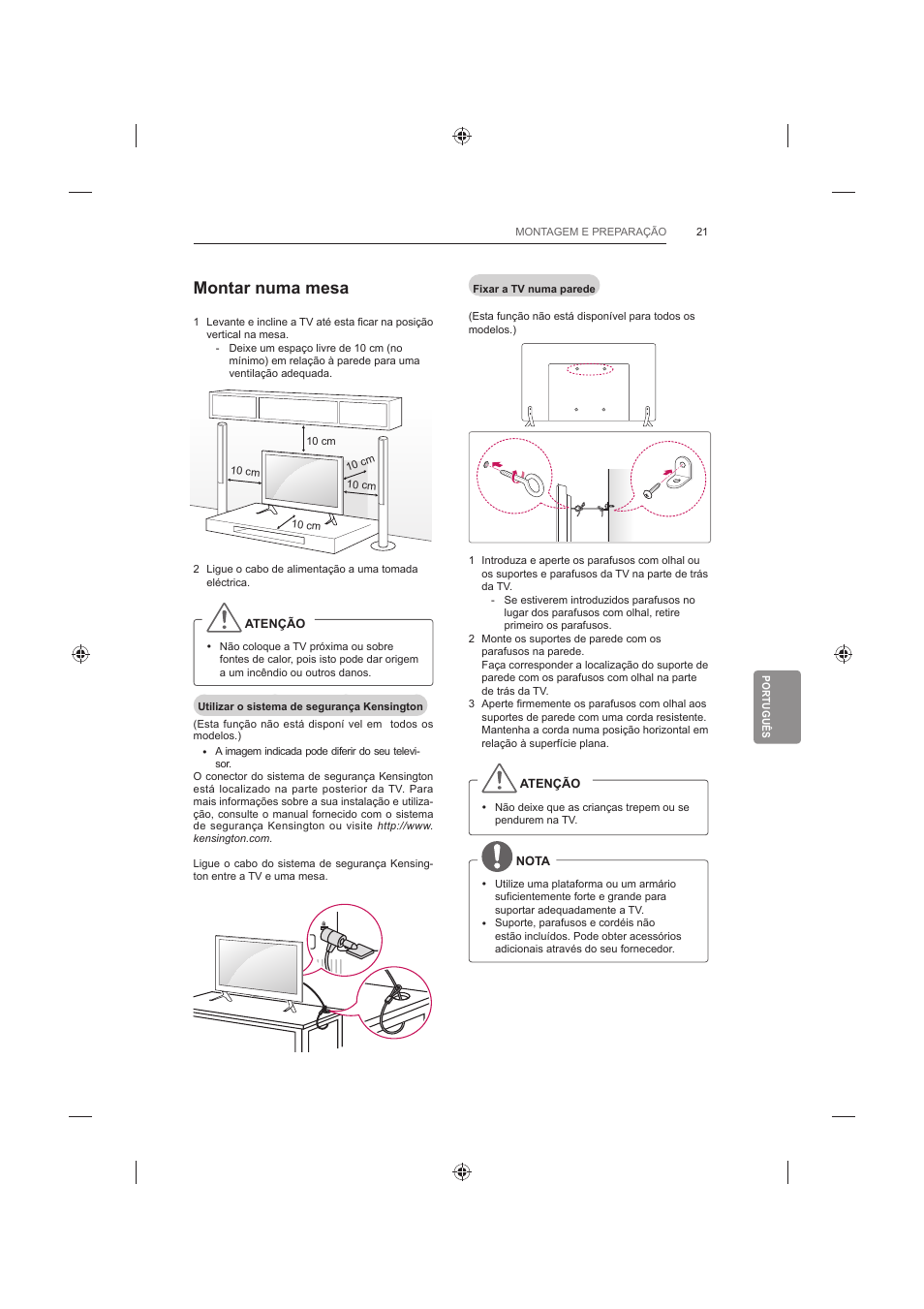 Montar numa mesa | LG 42LB652V User Manual | Page 241 / 360