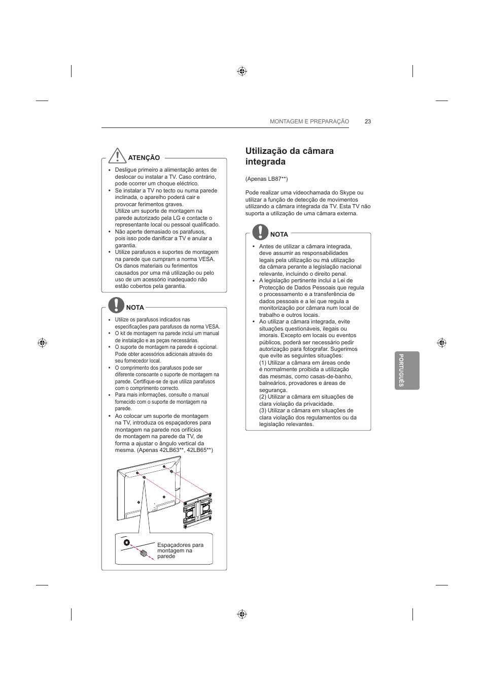 Utilização da câmara integrada | LG 42LB652V User Manual | Page 243 / 360