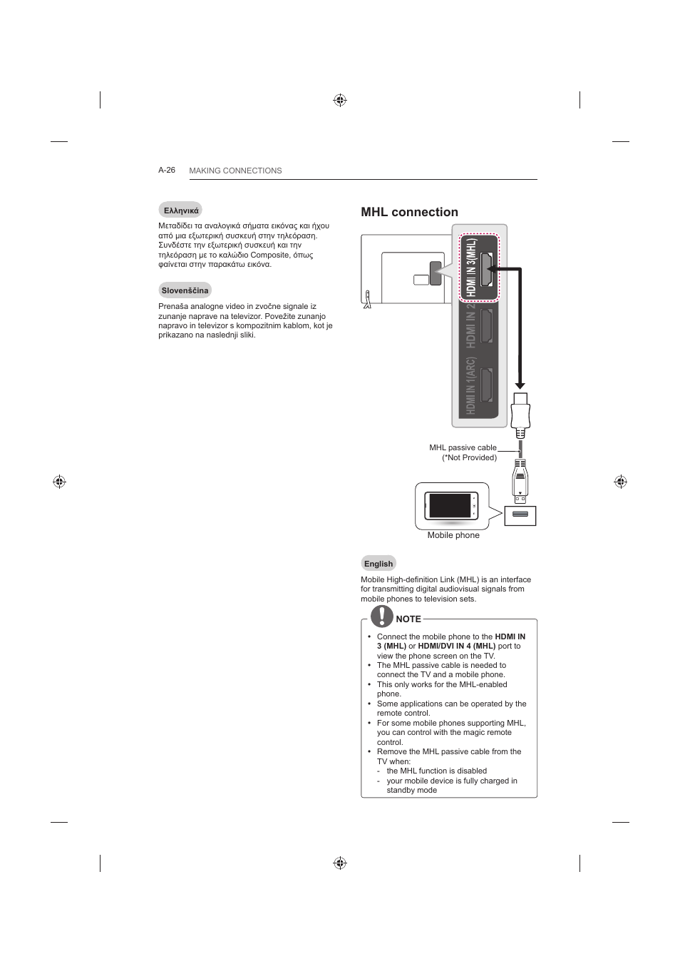 Mhl connection | LG 42LB652V User Manual | Page 26 / 360