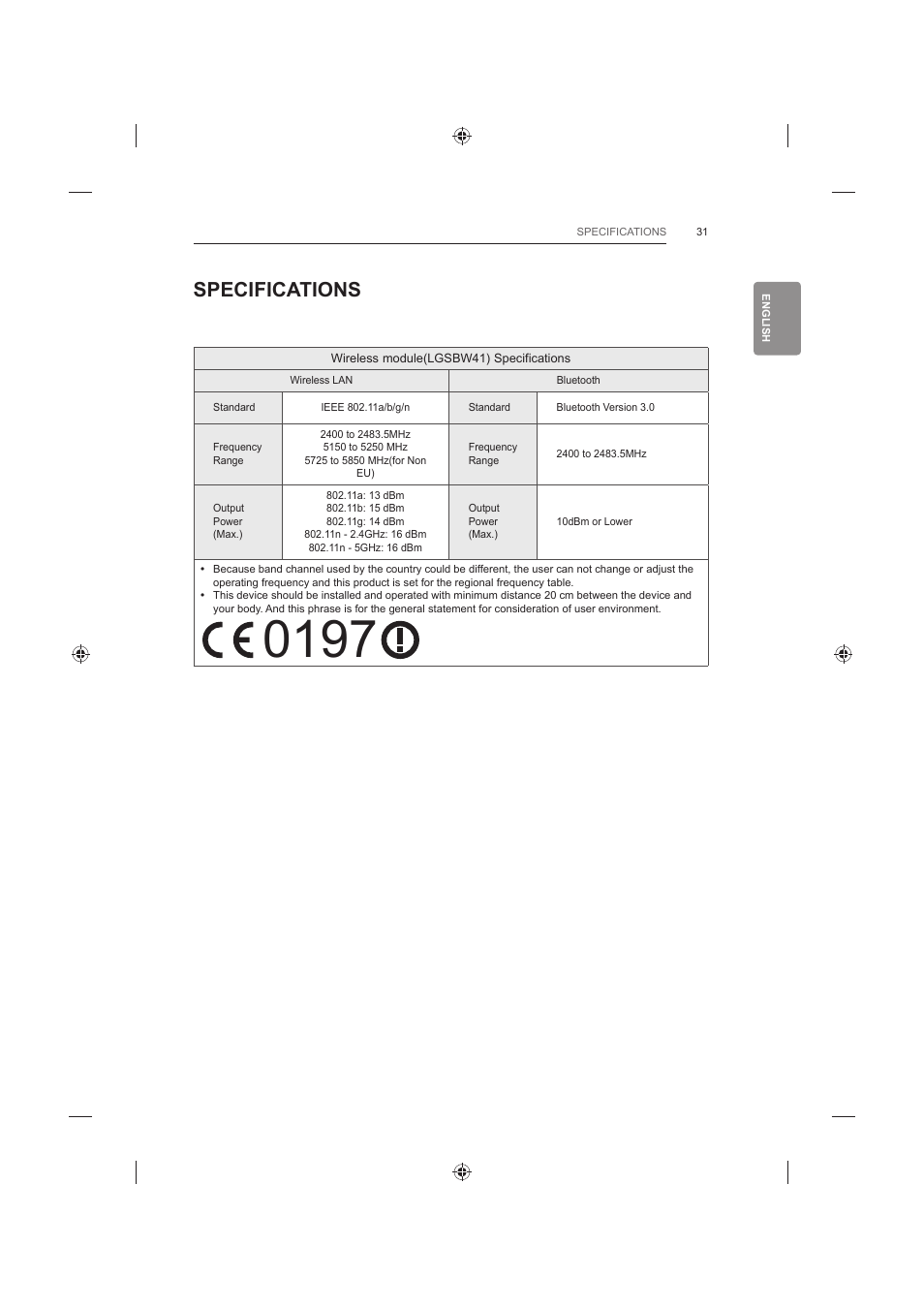 Specifications | LG 42LB652V User Manual | Page 79 / 360
