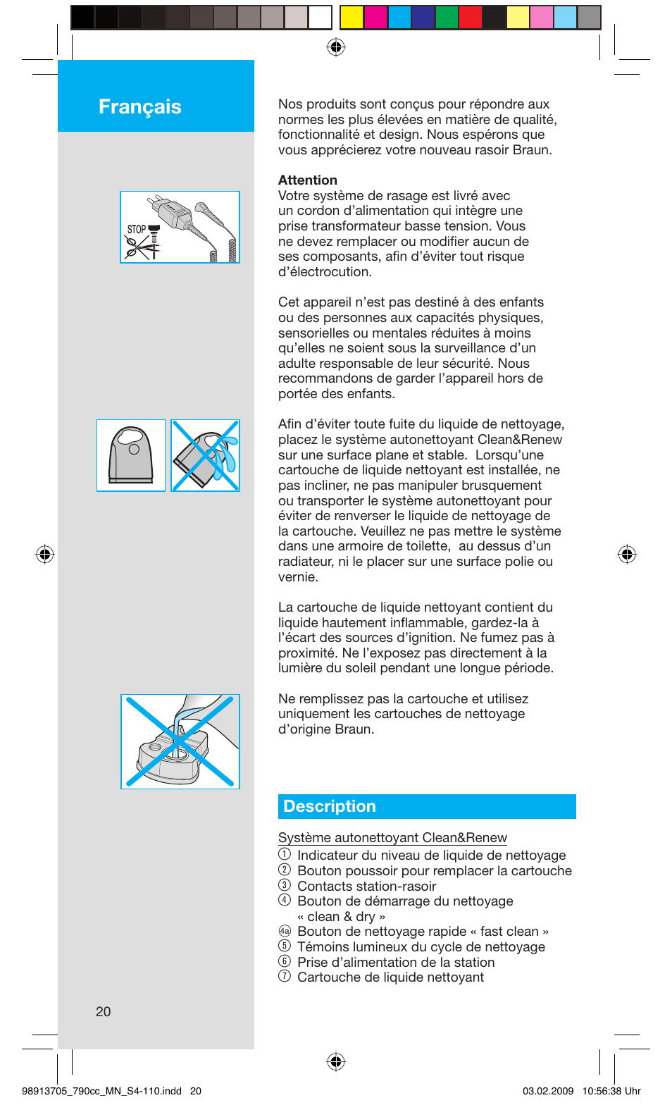 Français, Description | Braun 790cc-5692 Series 7 User Manual | Page 20 / 109