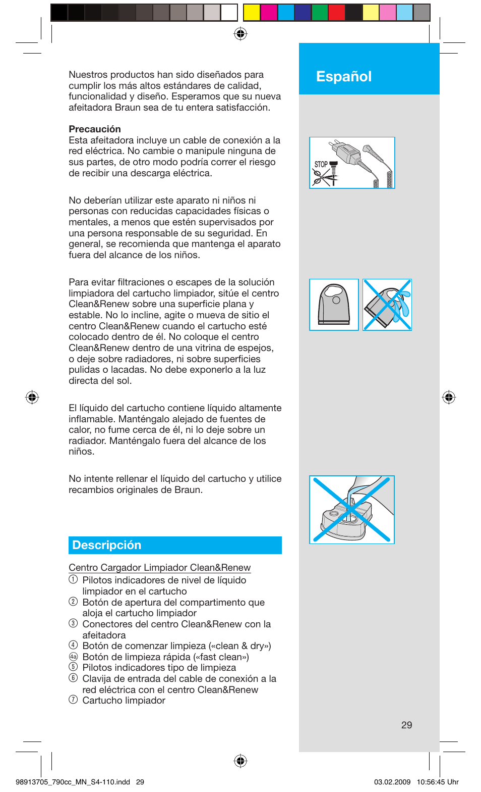 Español, Descripción | Braun 790cc-5692 Series 7 User Manual | Page 29 / 109