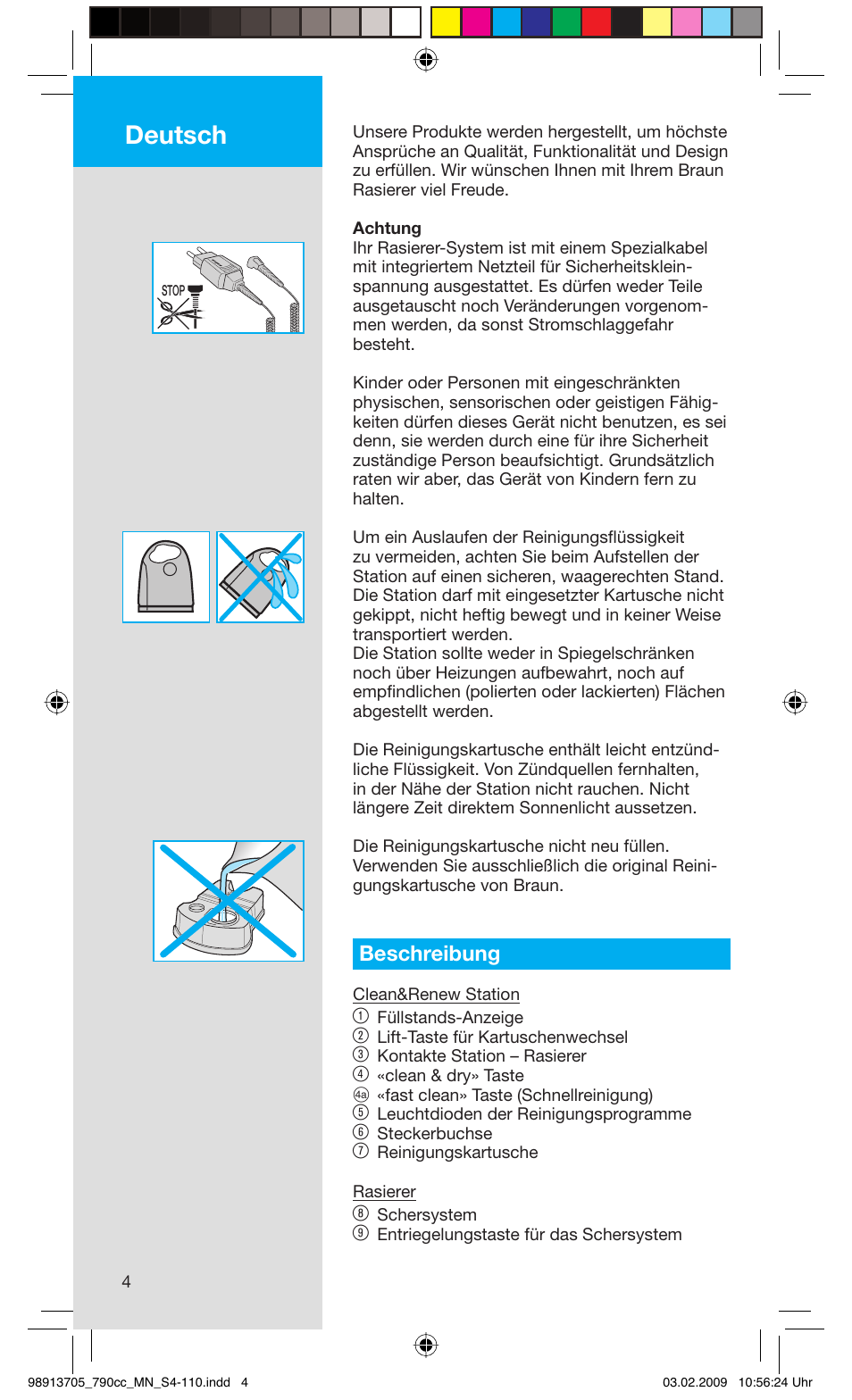 Deutsch, Beschreibung | Braun 790cc-5692 Series 7 User Manual | Page 4 / 109