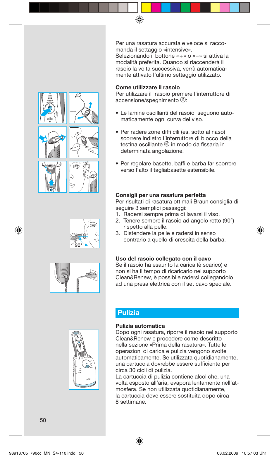 Pulizia, Rese t | Braun 790cc-5692 Series 7 User Manual | Page 50 / 109