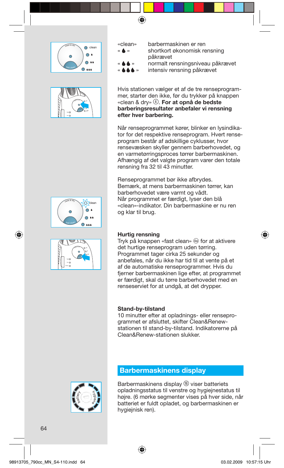 Barbermaskinens display | Braun 790cc-5692 Series 7 User Manual | Page 64 / 109