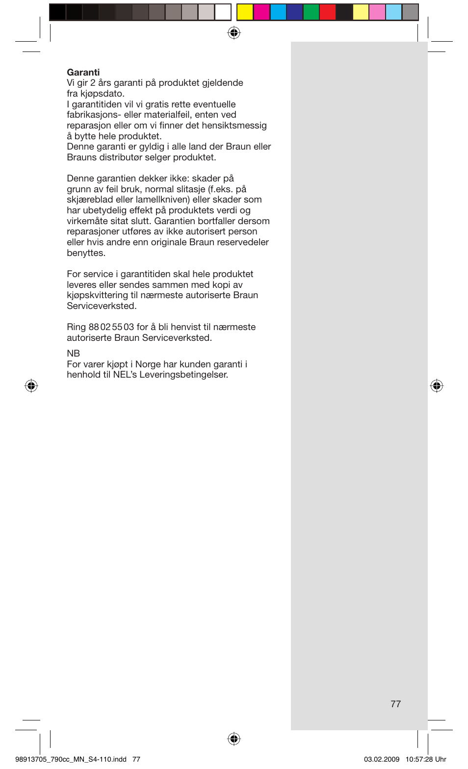 Braun 790cc-5692 Series 7 User Manual | Page 77 / 109