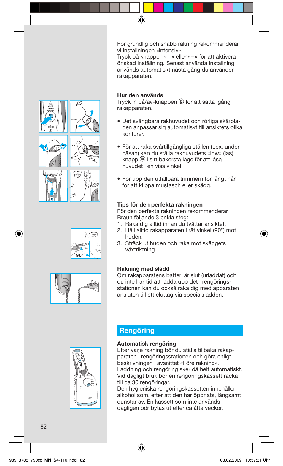 Rengöring, Rese t | Braun 790cc-5692 Series 7 User Manual | Page 82 / 109