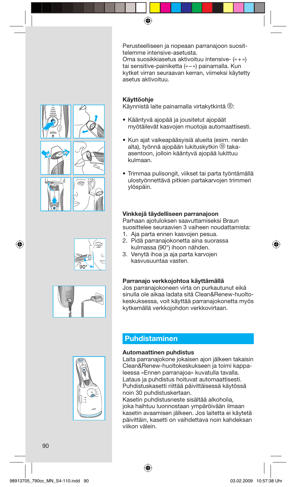 Puhdistaminen, Rese t | Braun 790cc-5692 Series 7 User Manual | Page 90 / 109