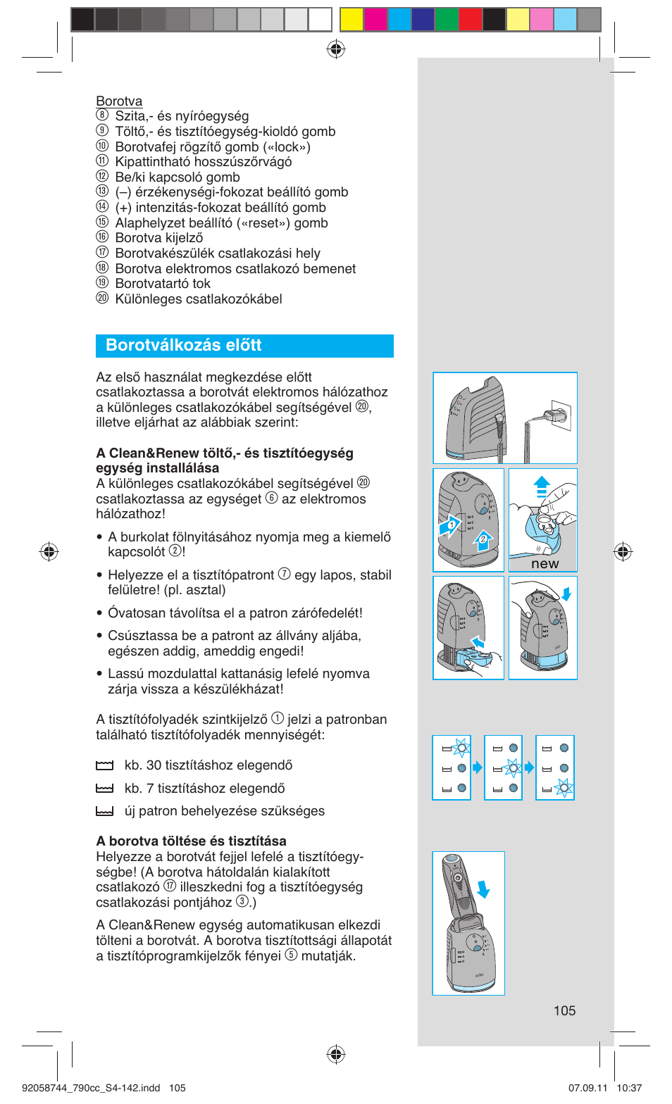 Borotválkozás előtt | Braun 790cc-4 Series 7 User Manual | Page 105 / 140