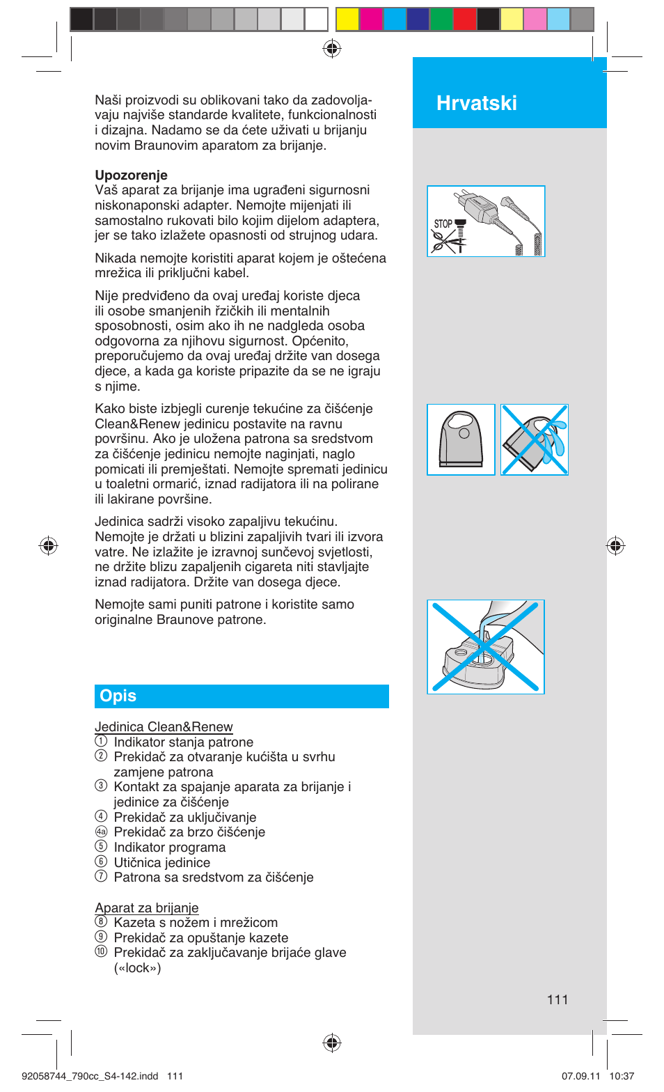 Hrvatski, Opis | Braun 790cc-4 Series 7 User Manual | Page 111 / 140