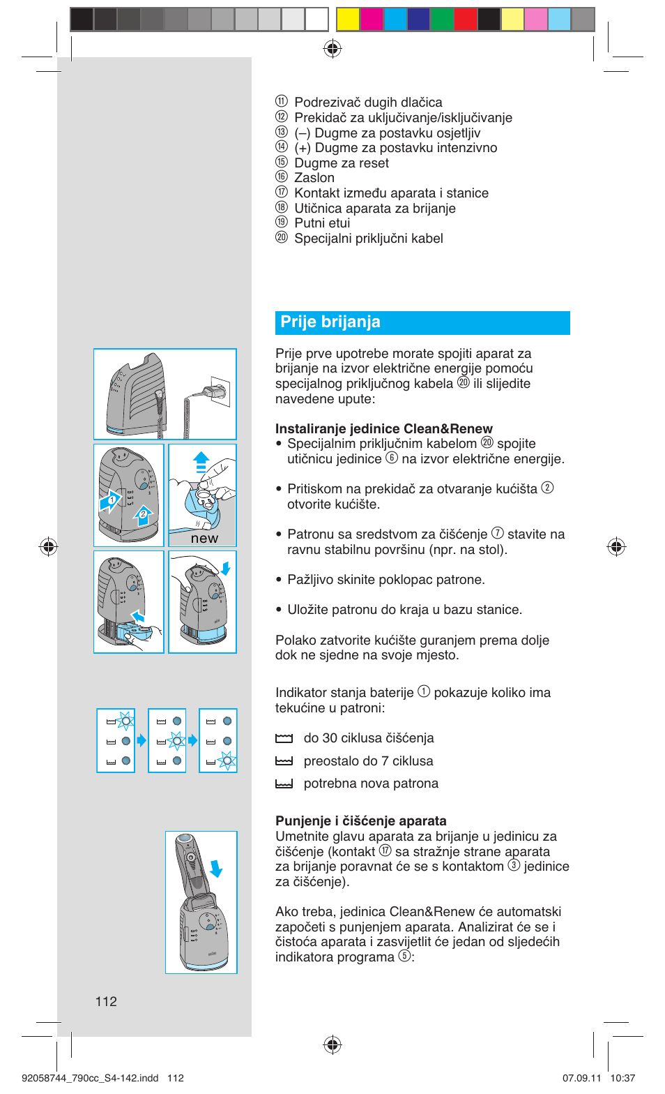 Prije brijanja | Braun 790cc-4 Series 7 User Manual | Page 112 / 140