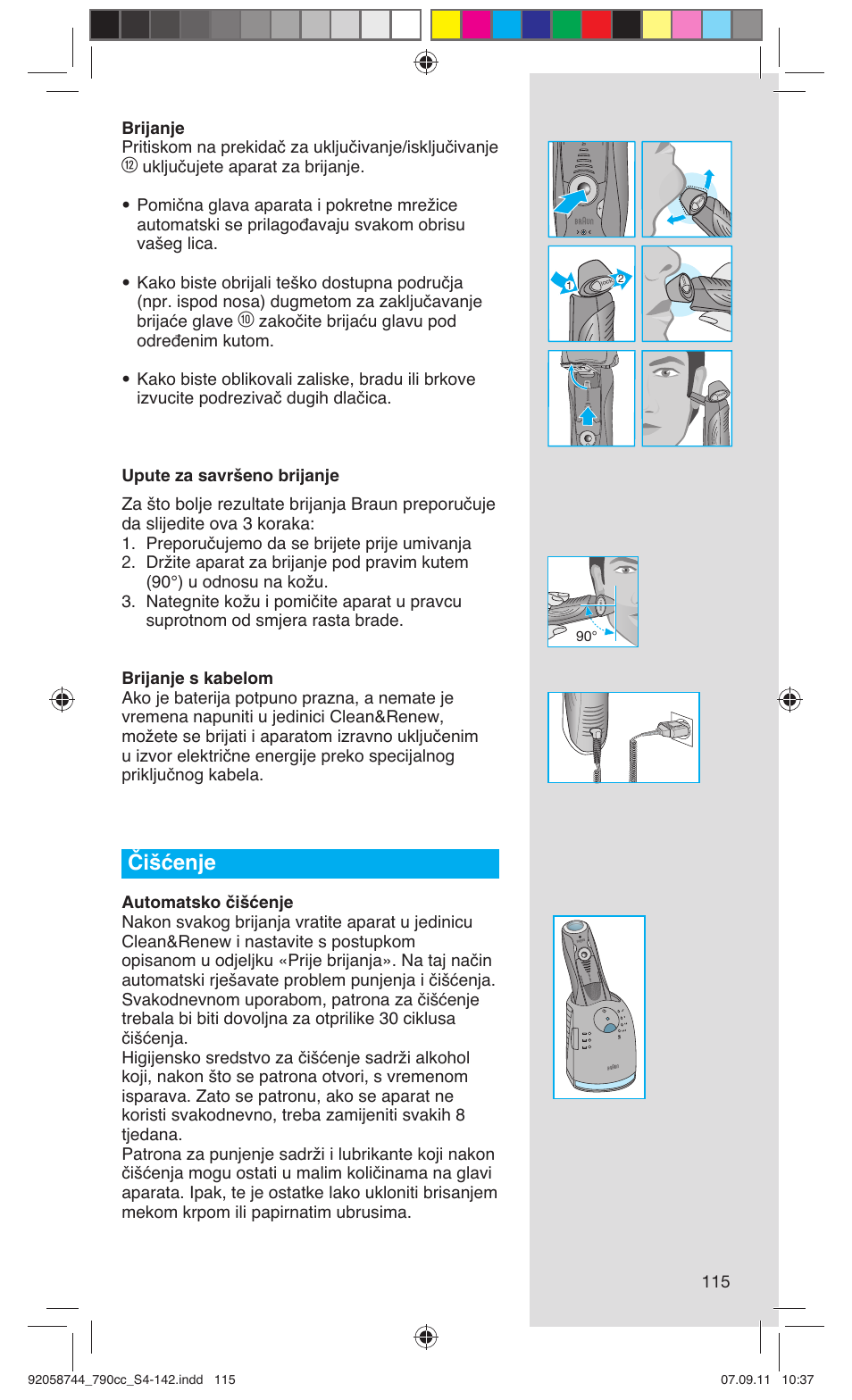 Čišćenje | Braun 790cc-4 Series 7 User Manual | Page 115 / 140