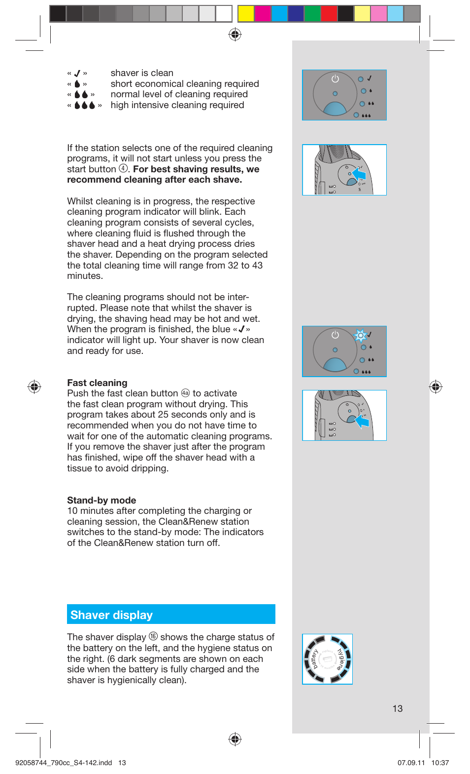 Shaver display | Braun 790cc-4 Series 7 User Manual | Page 13 / 140