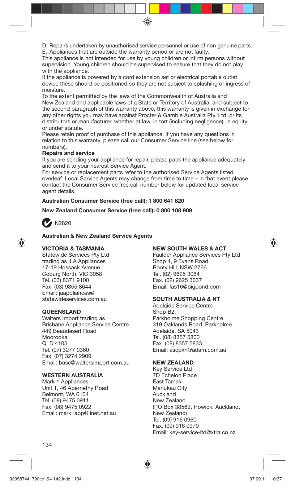 Braun 790cc-4 Series 7 User Manual | Page 134 / 140