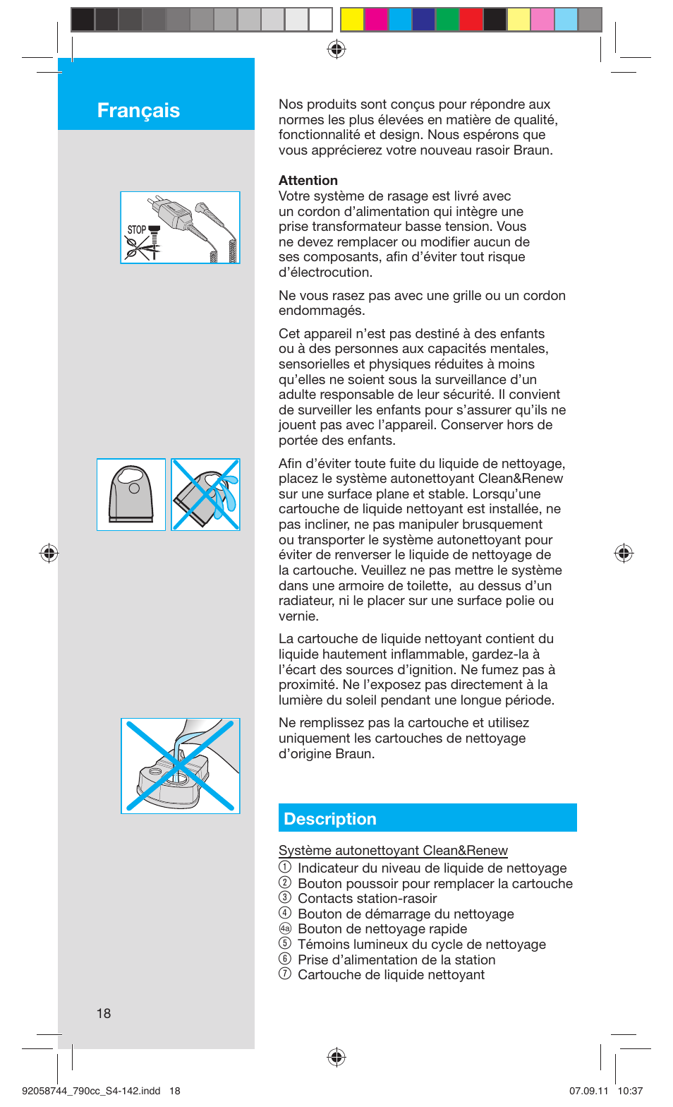 Français, Description | Braun 790cc-4 Series 7 User Manual | Page 18 / 140