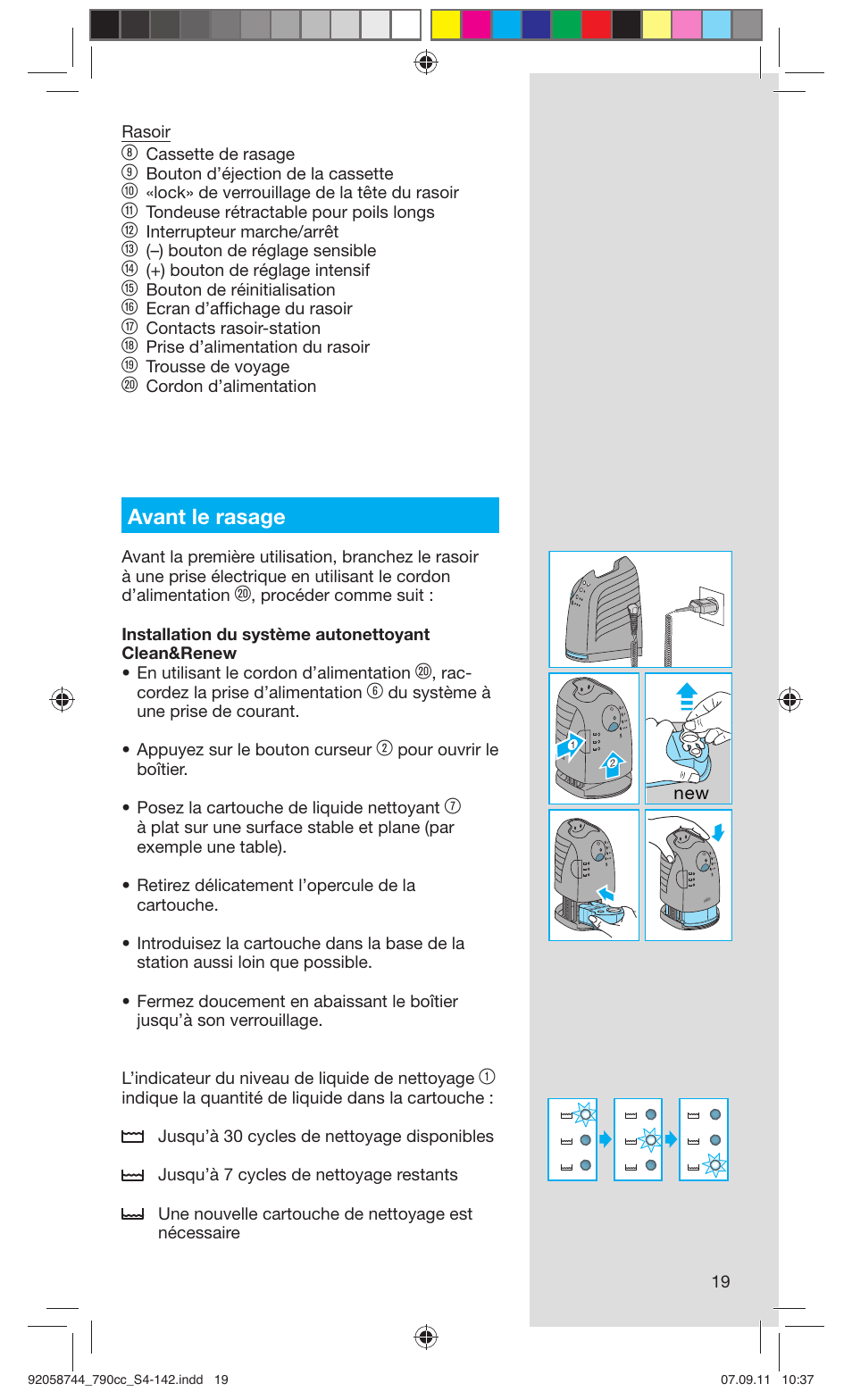 Avant le rasage | Braun 790cc-4 Series 7 User Manual | Page 19 / 140