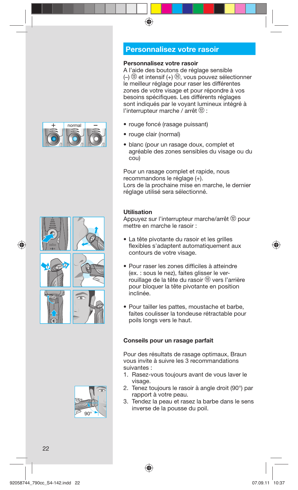 Personnalisez votre rasoir | Braun 790cc-4 Series 7 User Manual | Page 22 / 140