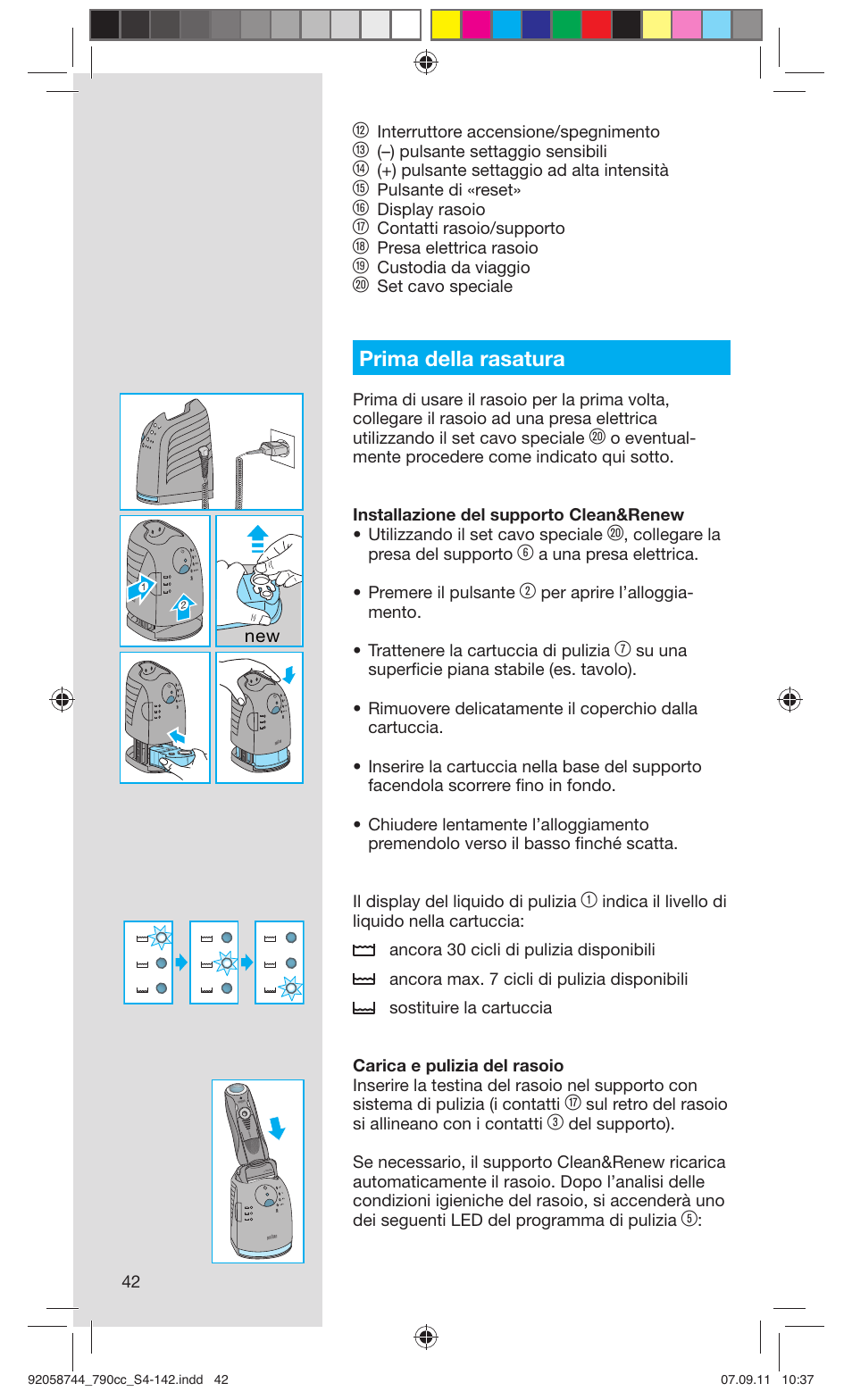 Prima della rasatura | Braun 790cc-4 Series 7 User Manual | Page 42 / 140