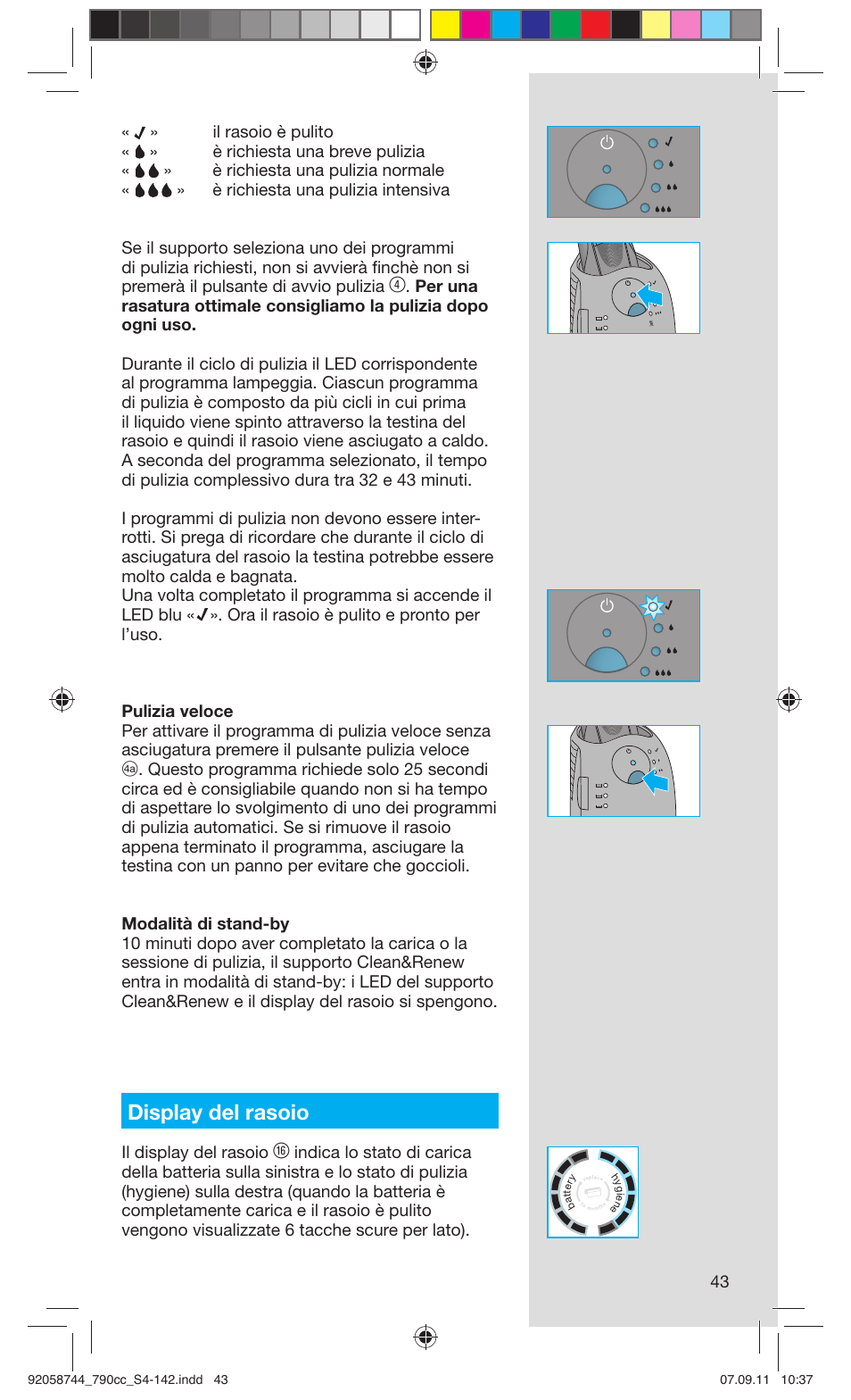 Display del rasoio | Braun 790cc-4 Series 7 User Manual | Page 43 / 140