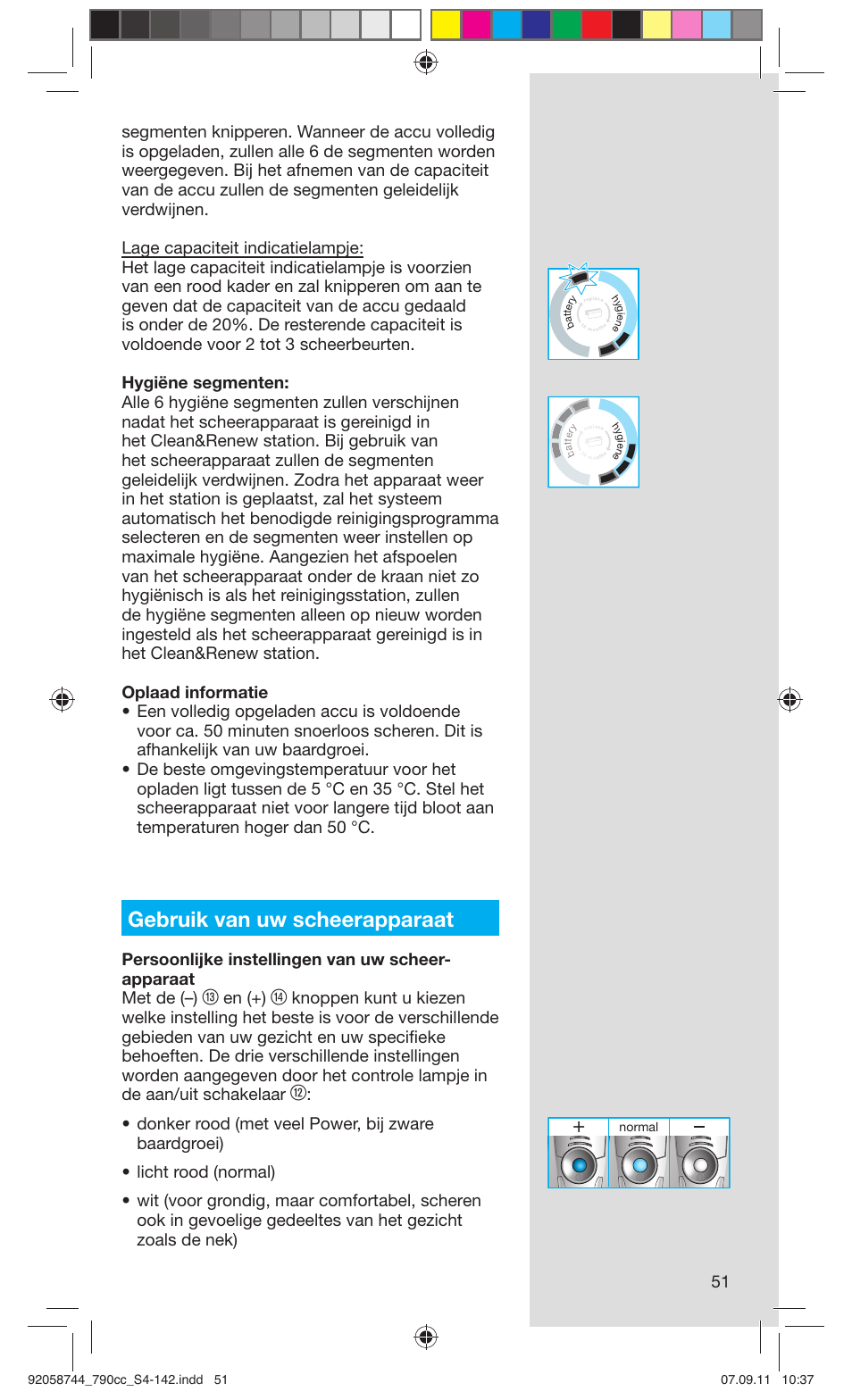 Gebruik van uw scheerapparaat, En (+) | Braun 790cc-4 Series 7 User Manual | Page 51 / 140