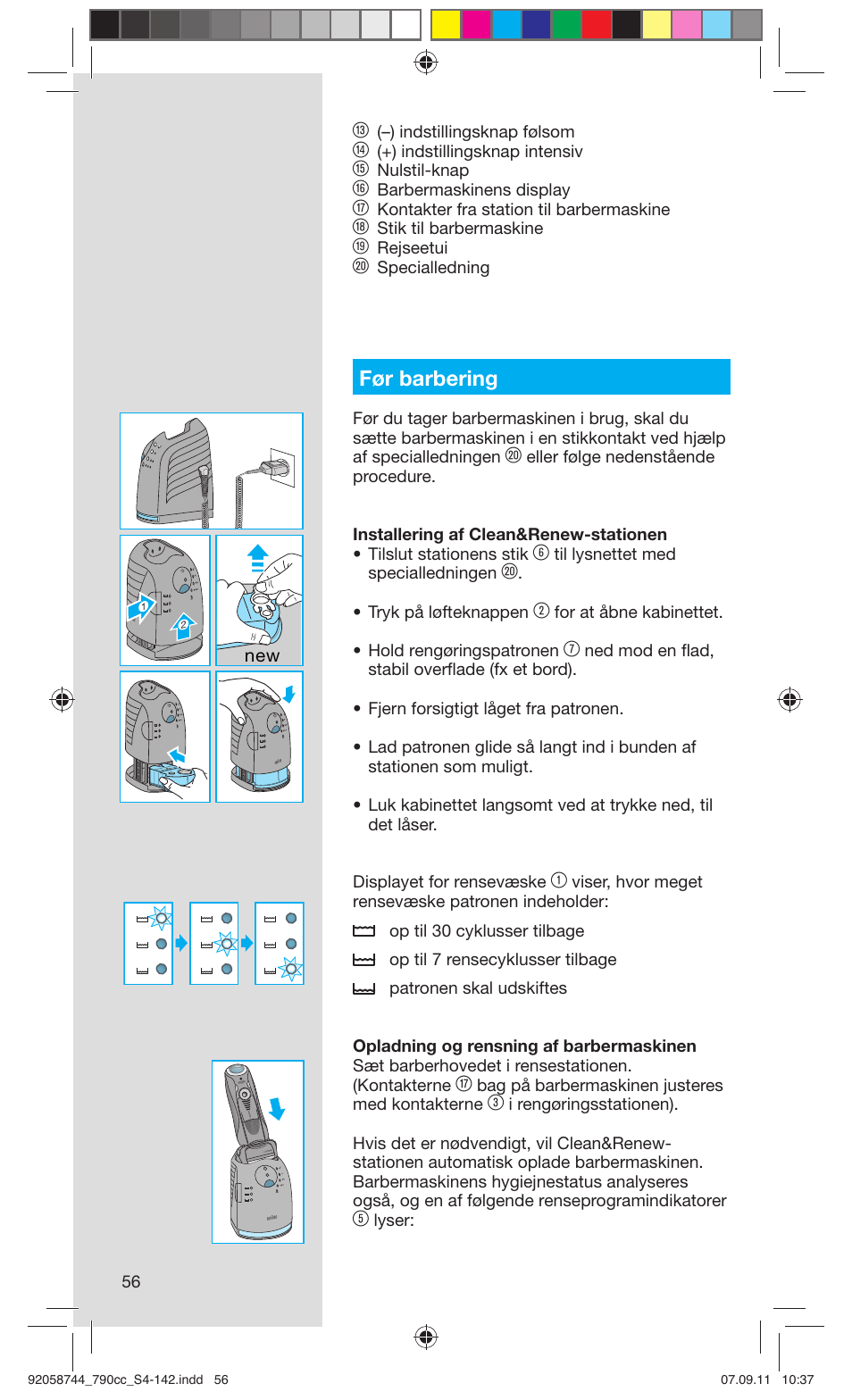 Før barbering | Braun 790cc-4 Series 7 User Manual | Page 56 / 140