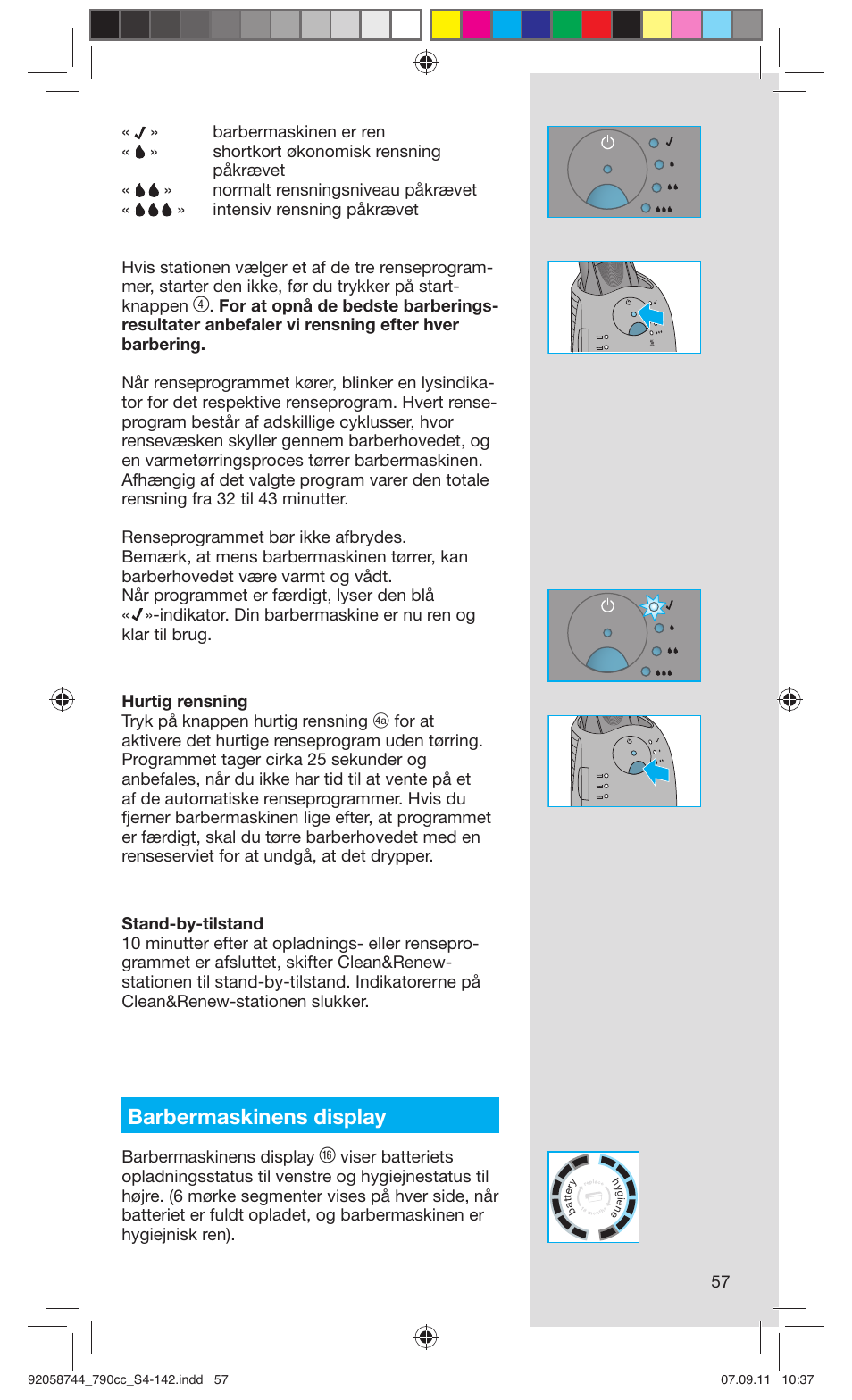 Barbermaskinens display | Braun 790cc-4 Series 7 User Manual | Page 57 / 140