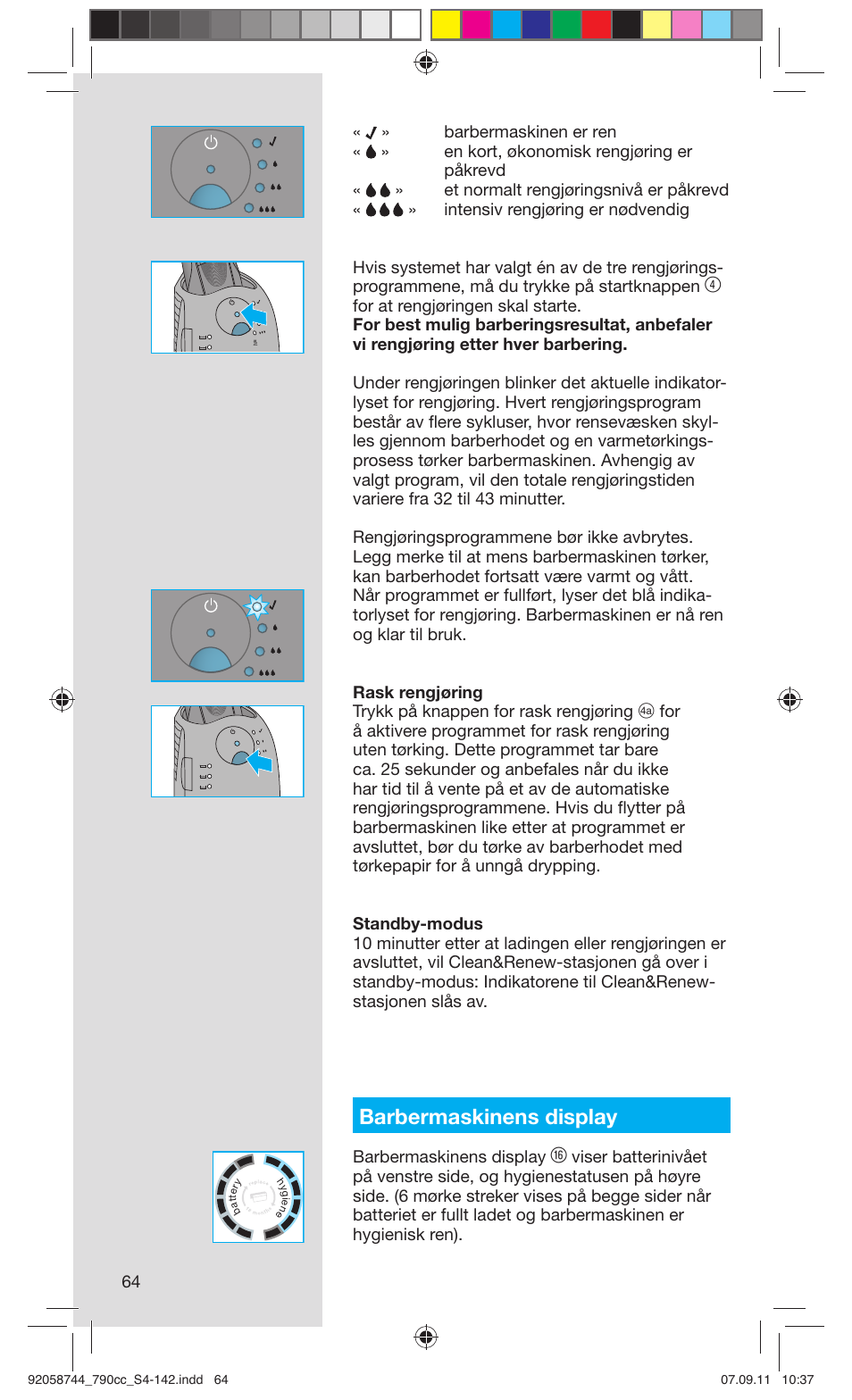 Barbermaskinens display | Braun 790cc-4 Series 7 User Manual | Page 64 / 140