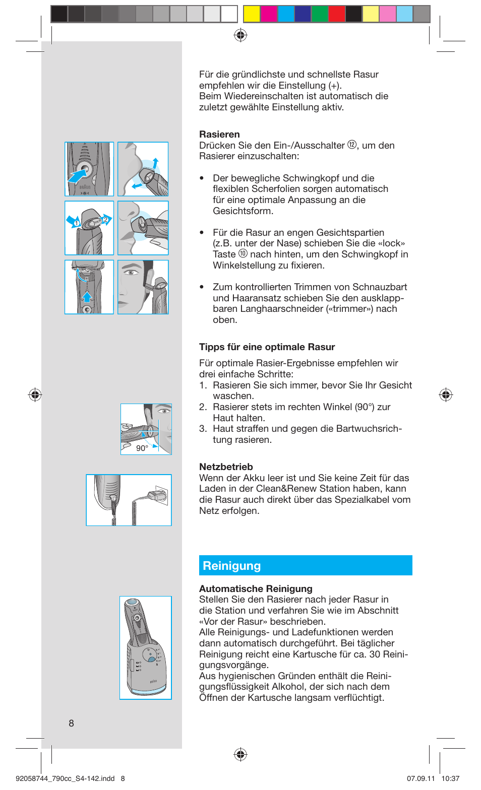 Reinigung | Braun 790cc-4 Series 7 User Manual | Page 8 / 140