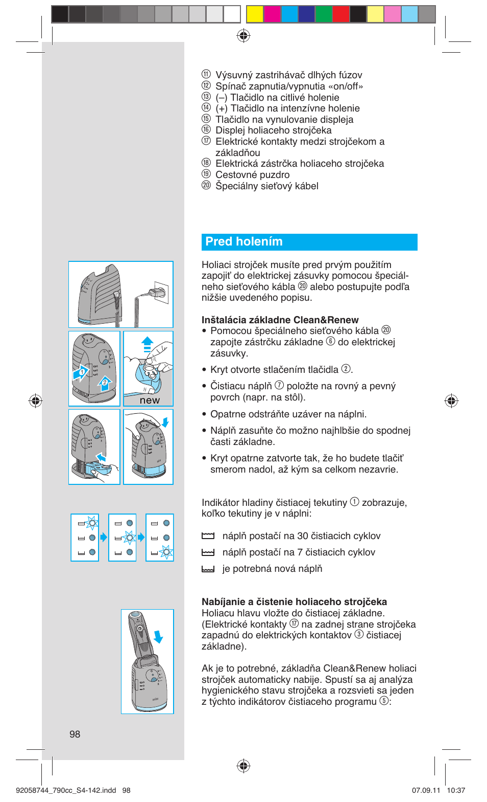 Pred holením | Braun 790cc-4 Series 7 User Manual | Page 98 / 140
