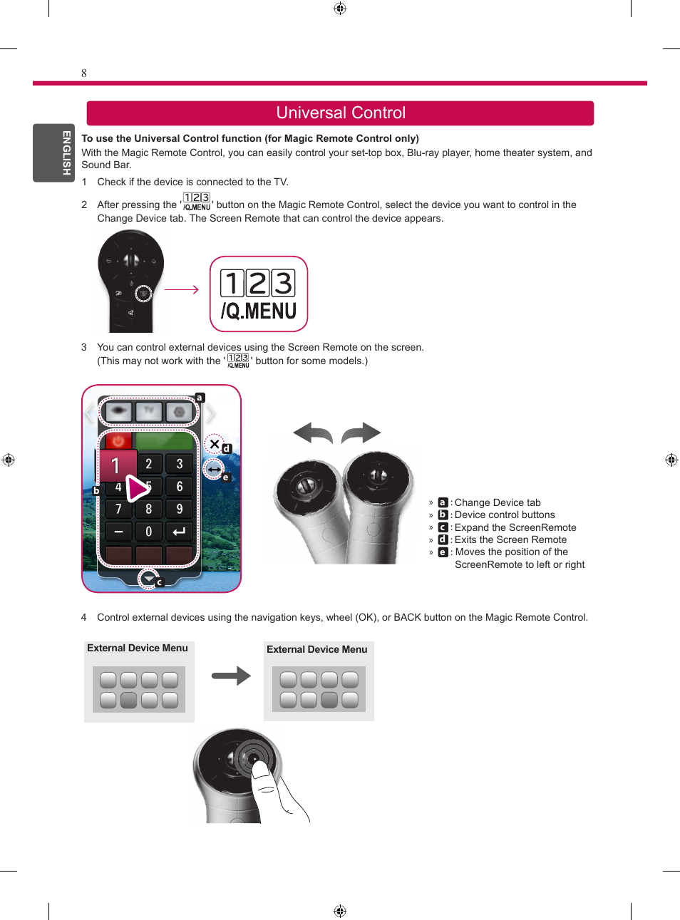 Universal control | LG 24MT35S User Manual | Page 10 / 62