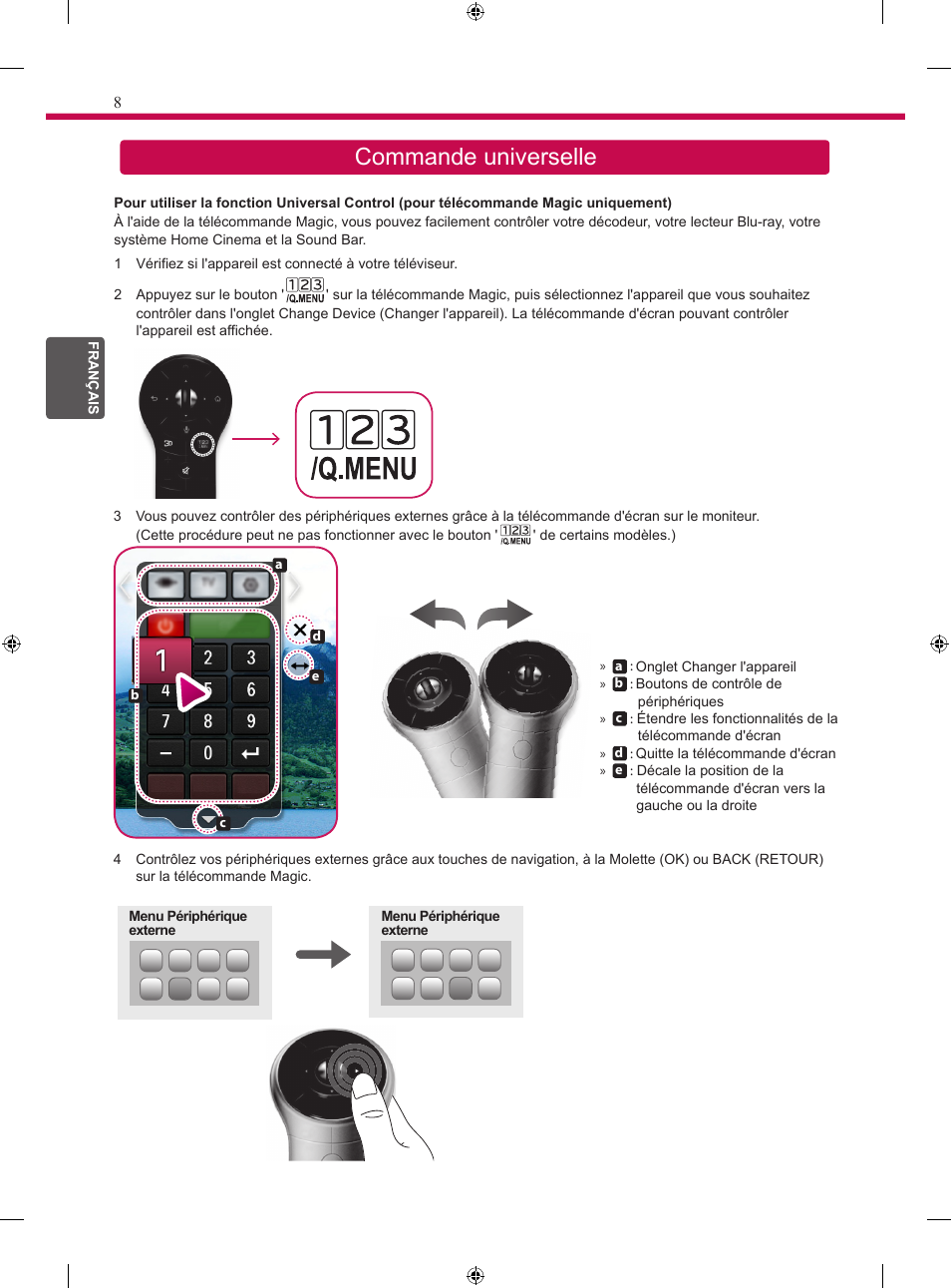 Commande universelle | LG 24MT35S User Manual | Page 30 / 62