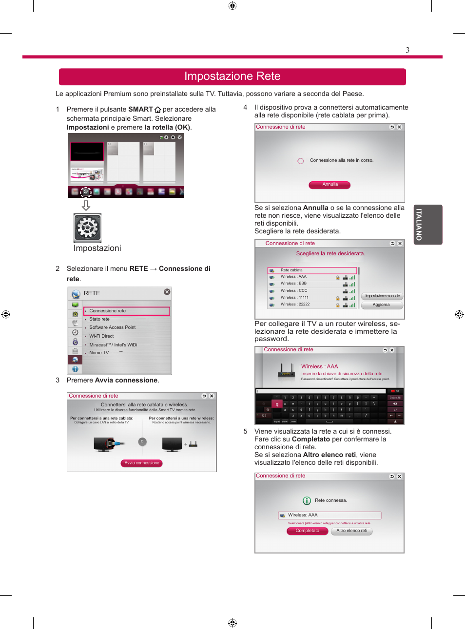 Impostazione rete, It a, Impostazioni | LG 24MT35S User Manual | Page 35 / 62