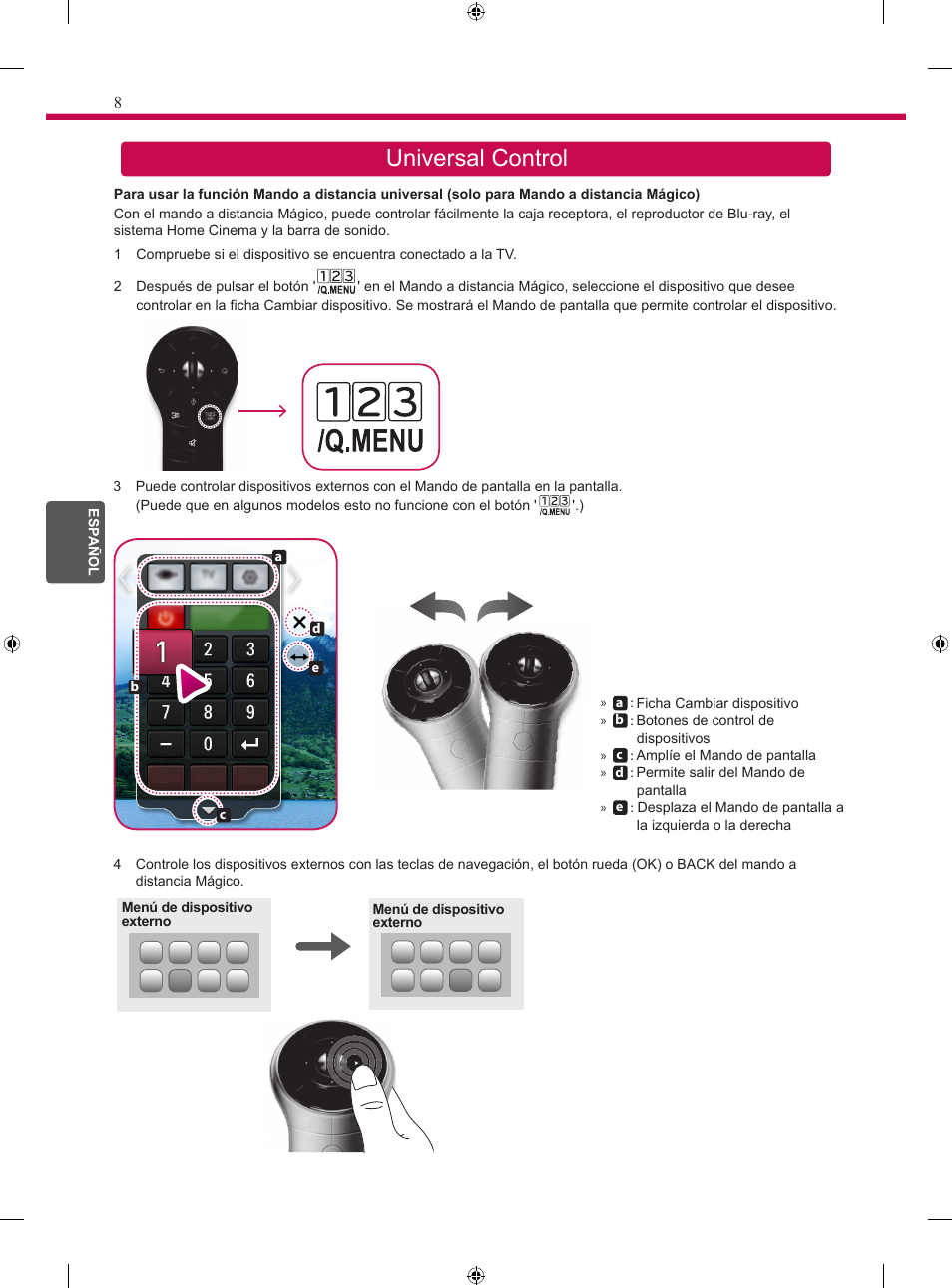 Universal control | LG 24MT35S User Manual | Page 50 / 62