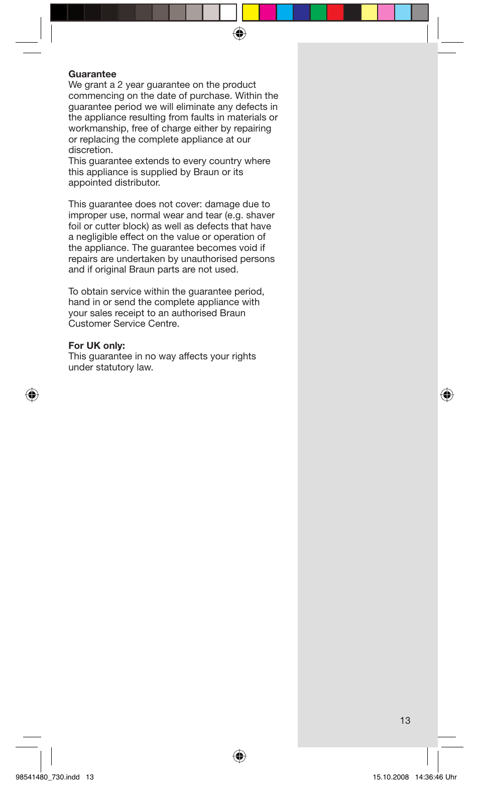 Braun 730-5694 Series 7 User Manual | Page 13 / 68