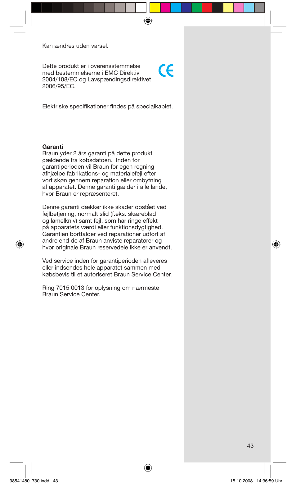 Braun 730-5694 Series 7 User Manual | Page 43 / 68
