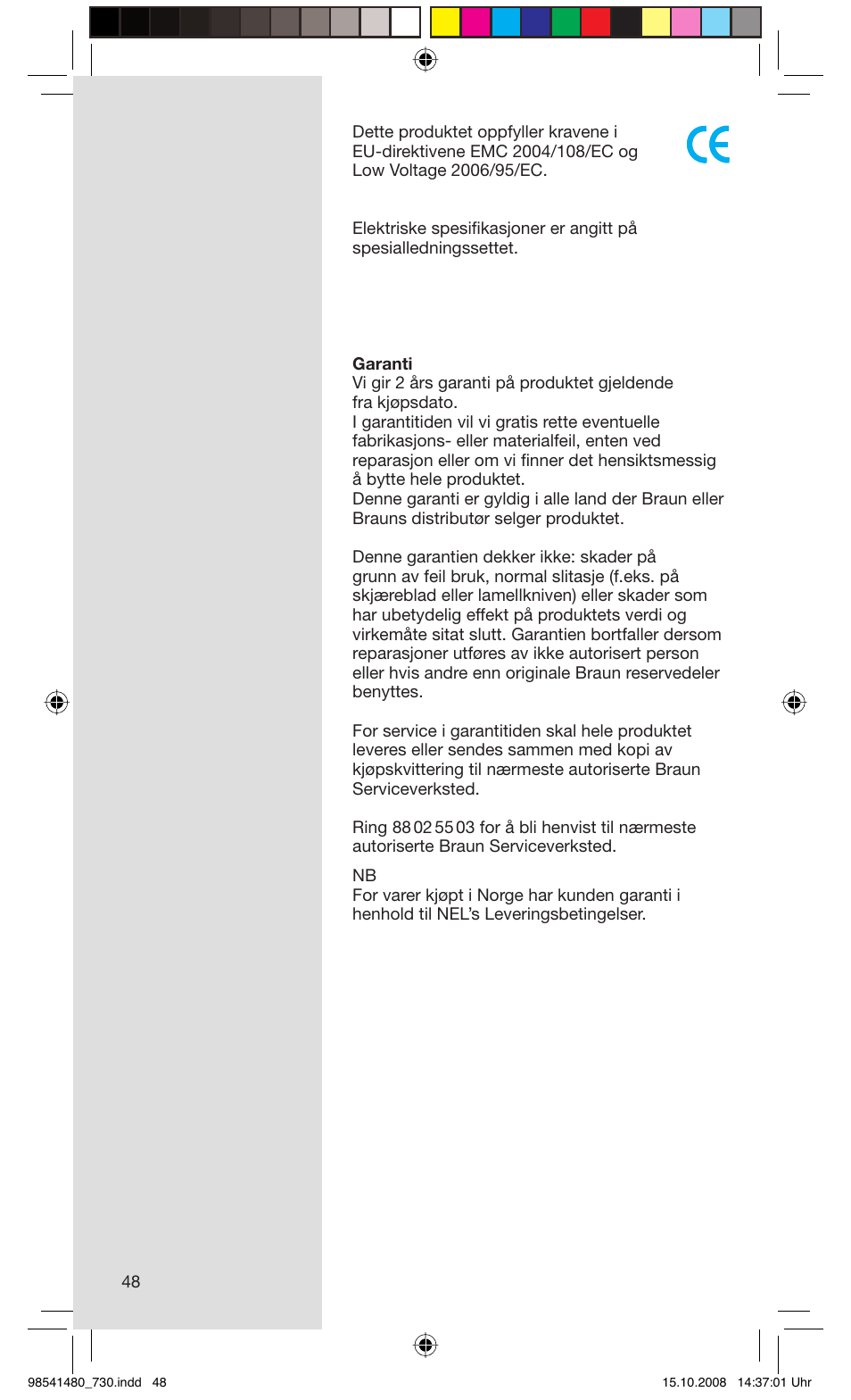 Braun 730-5694 Series 7 User Manual | Page 48 / 68