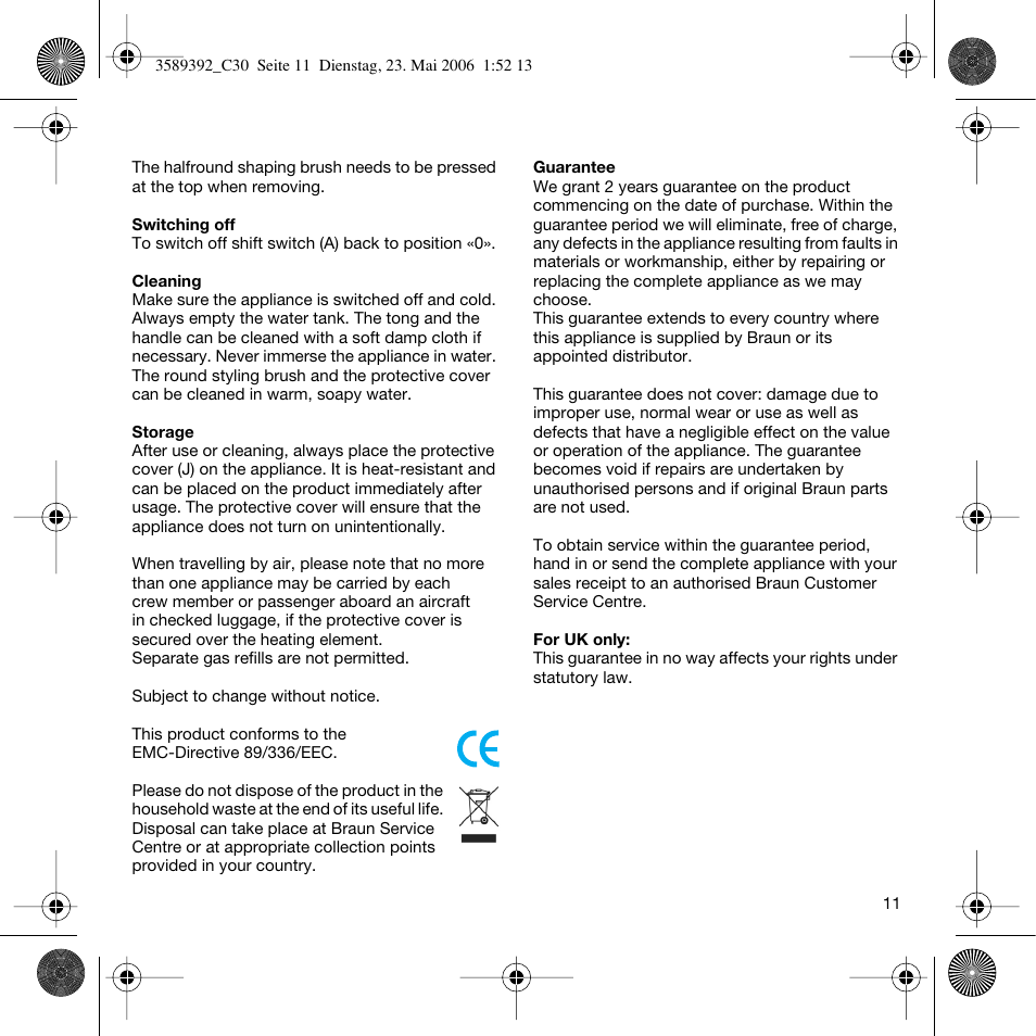 Braun C30S Cordless Styler User Manual | Page 10 / 53