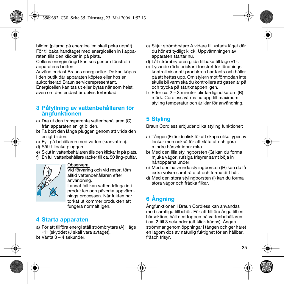Braun C30S Cordless Styler User Manual | Page 34 / 53