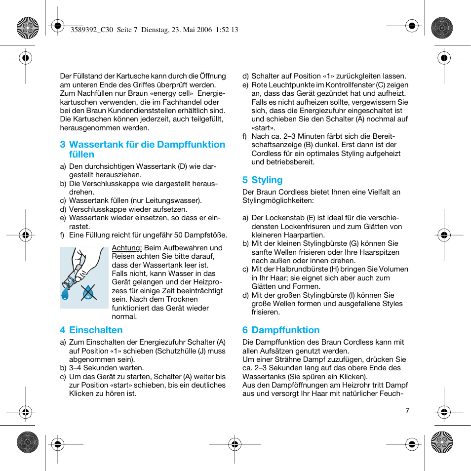Braun C30S Cordless Styler User Manual | Page 6 / 53