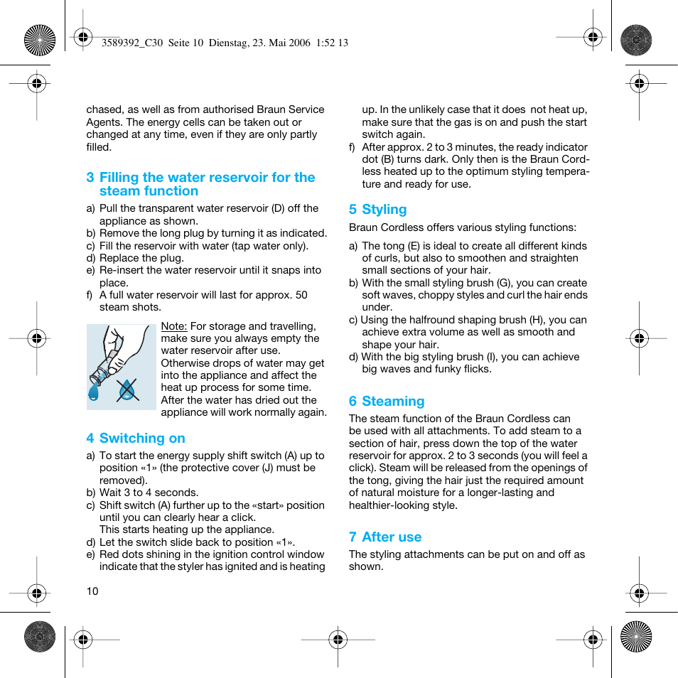 Braun C30S Cordless Styler User Manual | Page 9 / 53