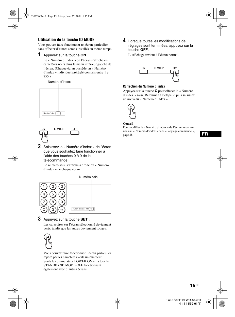 Utilisation de la touche id mode | LG LS42F User Manual | Page 105 / 302