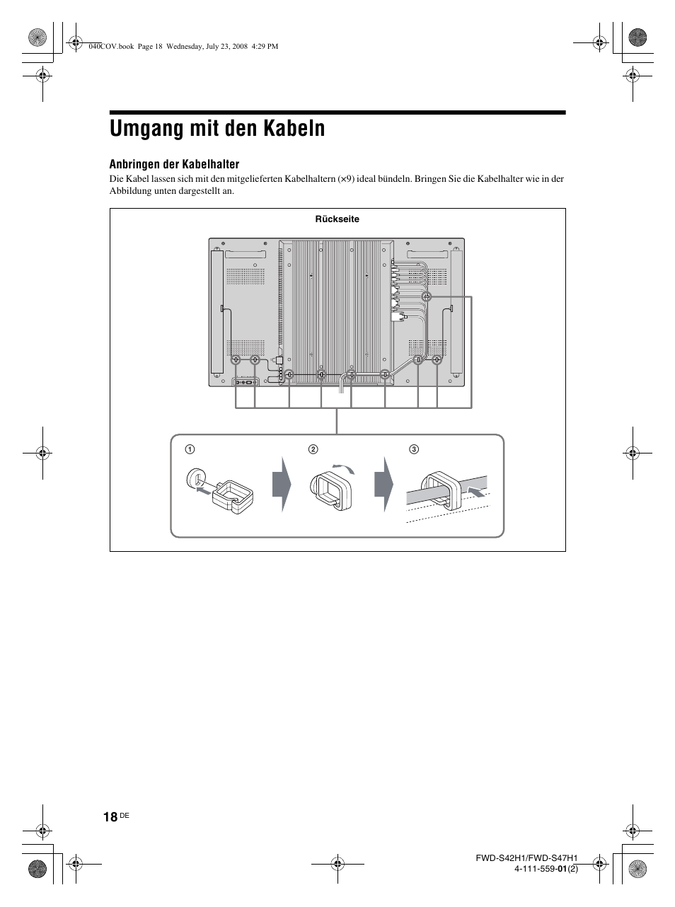 Umgang mit den kabeln | LG LS42F User Manual | Page 150 / 302