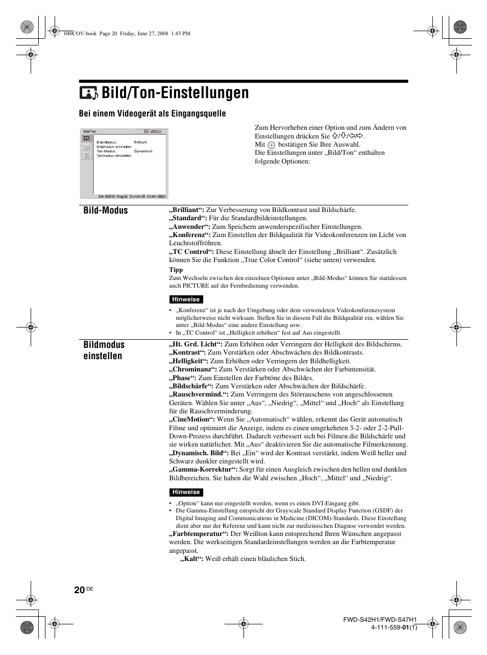 Bild/ton-einstellungen, Bild-modus, Bildmodus einstellen | LG LS42F User Manual | Page 152 / 302